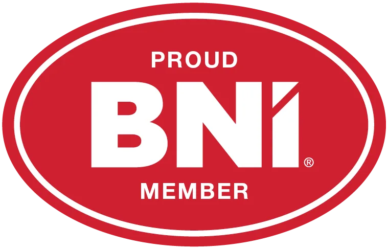 About Us 8 BNI member logo in red