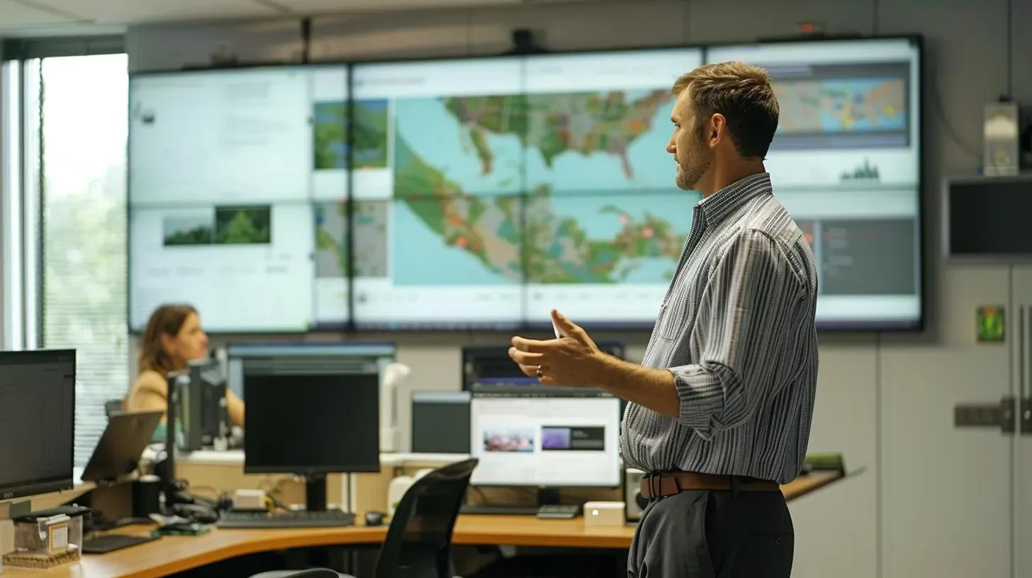 Finding the Best Local Pest Control Services for Your Needs 4 a focused office setting with a professional discussing key pest control service questions over a modern conference table, surrounded by industry-specific materials and visual aids that highlight safety protocols and treatment plans.