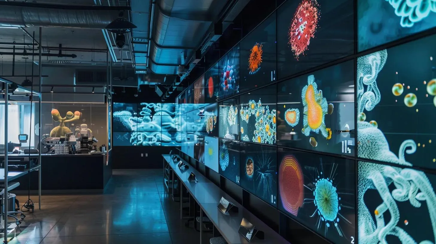 Mastering Visual Guides for Pest Identification 1 a sleek, modern office space displays an array of detailed visual guides for pest identification on a large digital touchscreen, showcasing high-quality images and diagrams of various pest species juxtaposed with beneficial organisms in sharp focus, highlighting the importance of accurate identification in pest management.