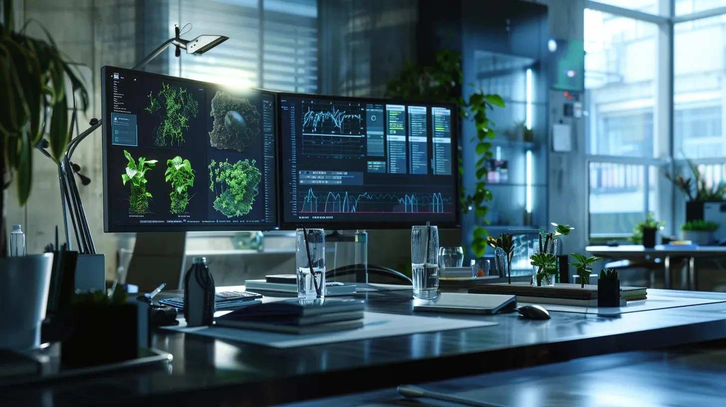 Exploring Local Pest Control Services Available Nearby 2 a state-of-the-art pest control office, showcasing a modern workspace with a sleek computer display presenting a variety of pest images and data, while pest control experts discuss innovative treatment strategies around a polished conference table.