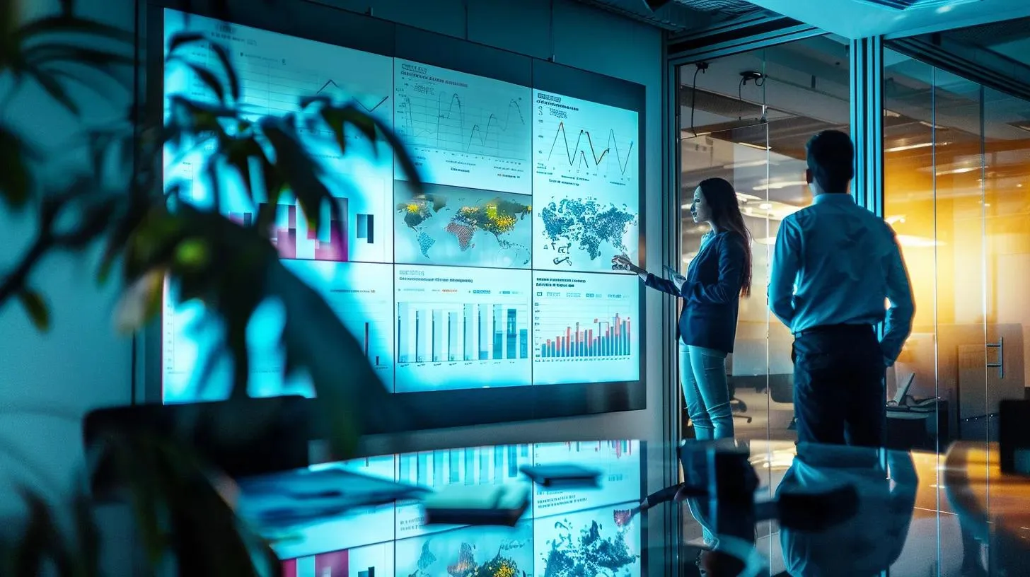 Guidelines for Choosing Effective Mosquito Prevention Options 3 a sophisticated office environment showcasing a diverse group of professionals analyzing metrics and testimonials on a large digital screen, illustrating the thorough evaluation process for selecting a mosquito control company.