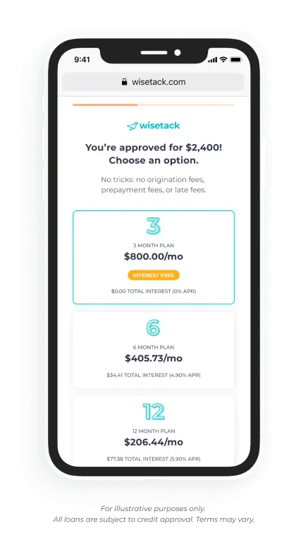 Financing 1 Loan approval options on smartphone
